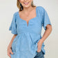 White Birch Short Sleeve Solid Woven Top