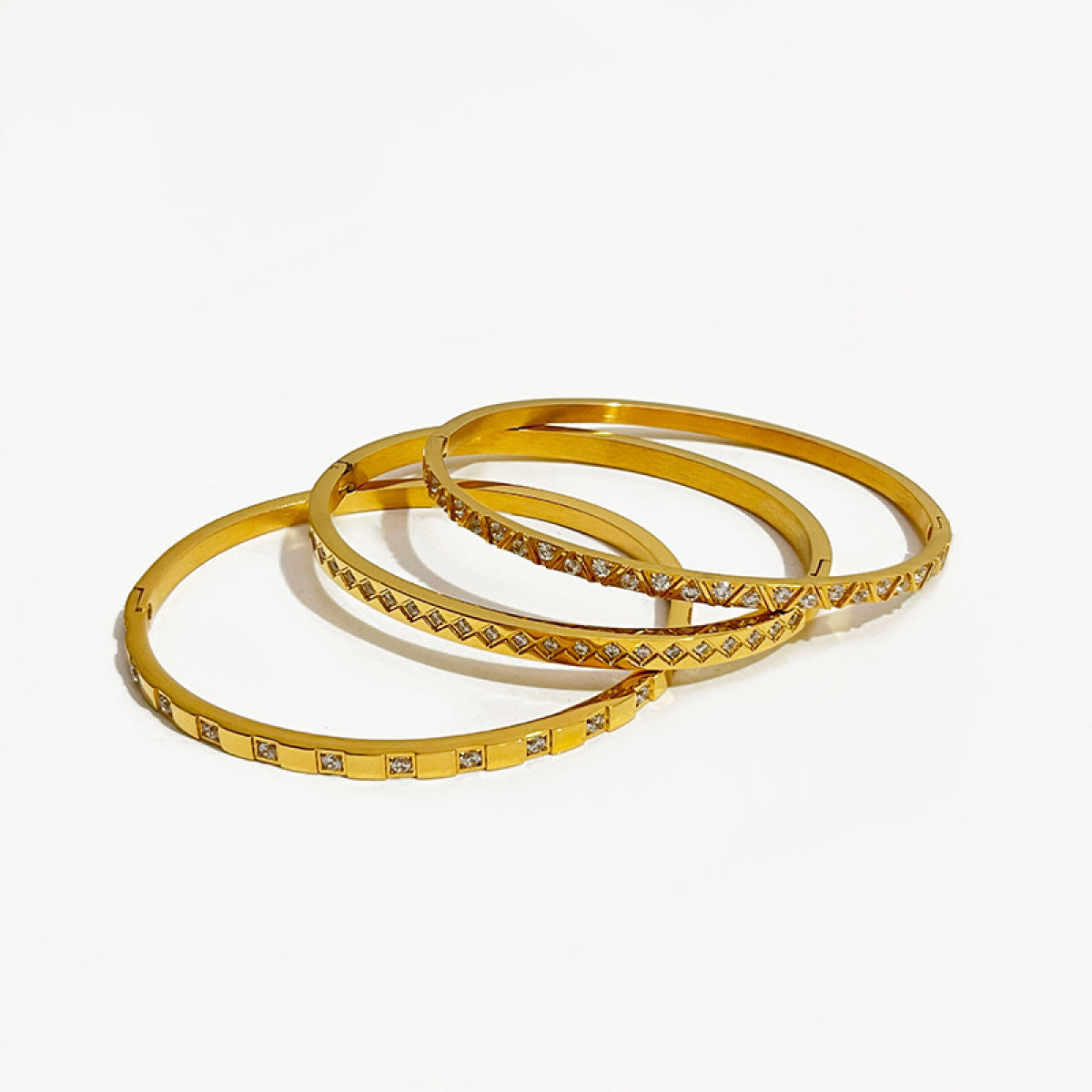Cubic Zirconia Hinged Bangle Bracelet (With Box)