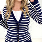 Zenana Striped Snap Button Cardigan
