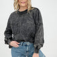 Zenana Acid Wash Raw Edge Front Pocket Pullover