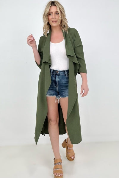 Jade By Jane Draped Front Long Body Jacket