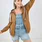 Zenana Solid Zipper Up Hoodie