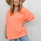 Zenana Oversized Front Pocket Raw Edge High-Low Hem Top