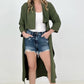 Jade By Jane Draped Front Long Body Jacket
