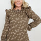 7th Ray Jacquard Floral Mock Neck Top