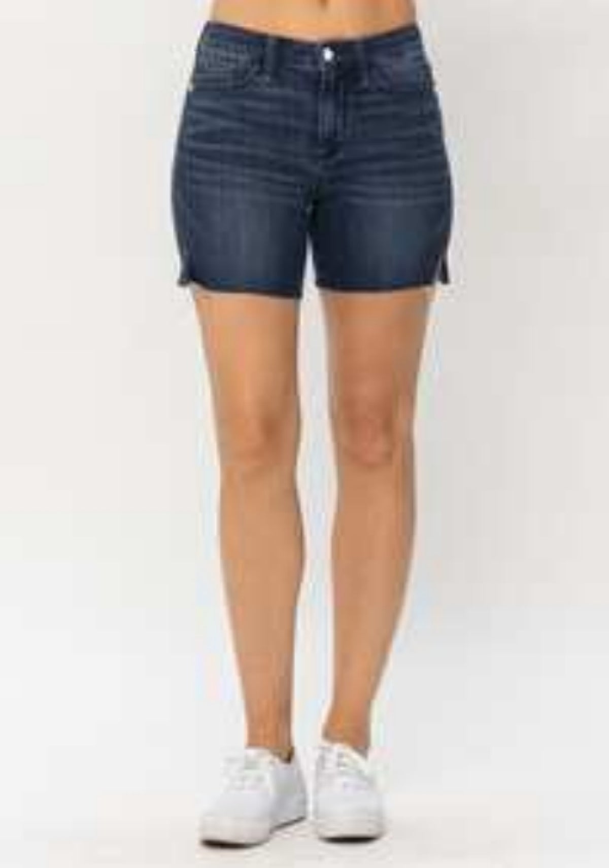 Judy Blue MR Mid Length Cut Off Denim Shorts