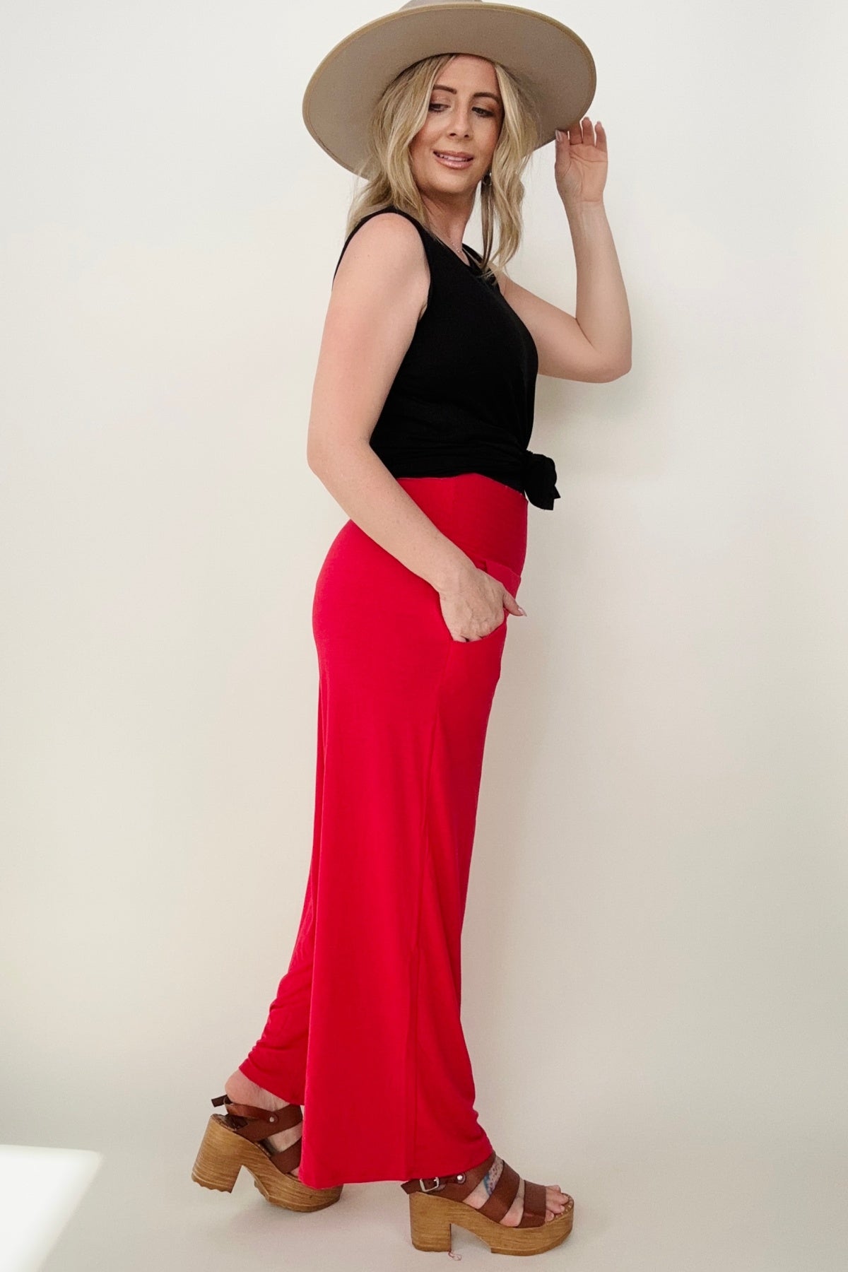 Zenana Smocked Waistband Wide Leg Pants