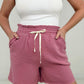 Zenana "April" Gauze Drawstring Waist Shorts