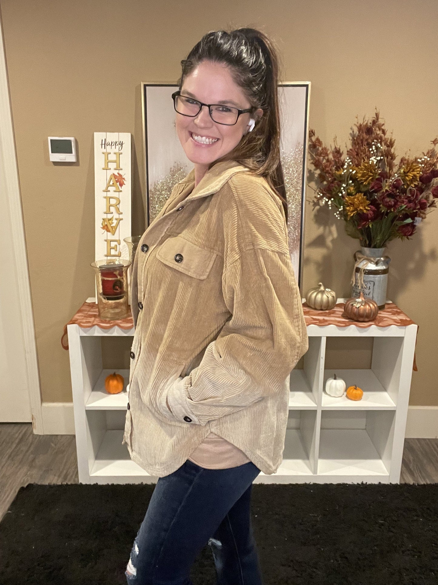 Oatmeal Corduroy Dip dye Shacket