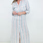 Cozy Co Long Sleeve Striped Button Down Maxi Dress