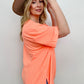 Zenana Oversized Front Pocket Raw Edge High-Low Hem Top