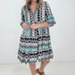 Easel "Reva" Bell Sleeve Boho Print Dress