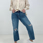 Judy Blue "Claire" High Waist Distressed Crop Wide Leg
