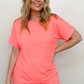 Zenana Cuffed Sleeve Side Slit High-Low Hem T-Shirt