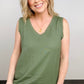 Zenana Linen Pre-Washed Frayed Edge V-Neck Sleeveless Top
