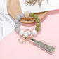 Colorblock Beaded Bracelet with Tassel Keychain