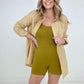 Zenana Striped Button Down Long Sleeve Shirt and Shorts Set
