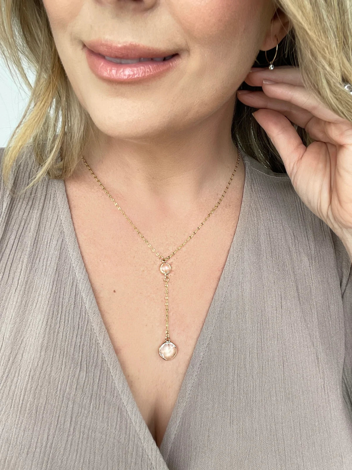 Melania Clara Crystal Connector and Pendant Y Necklace