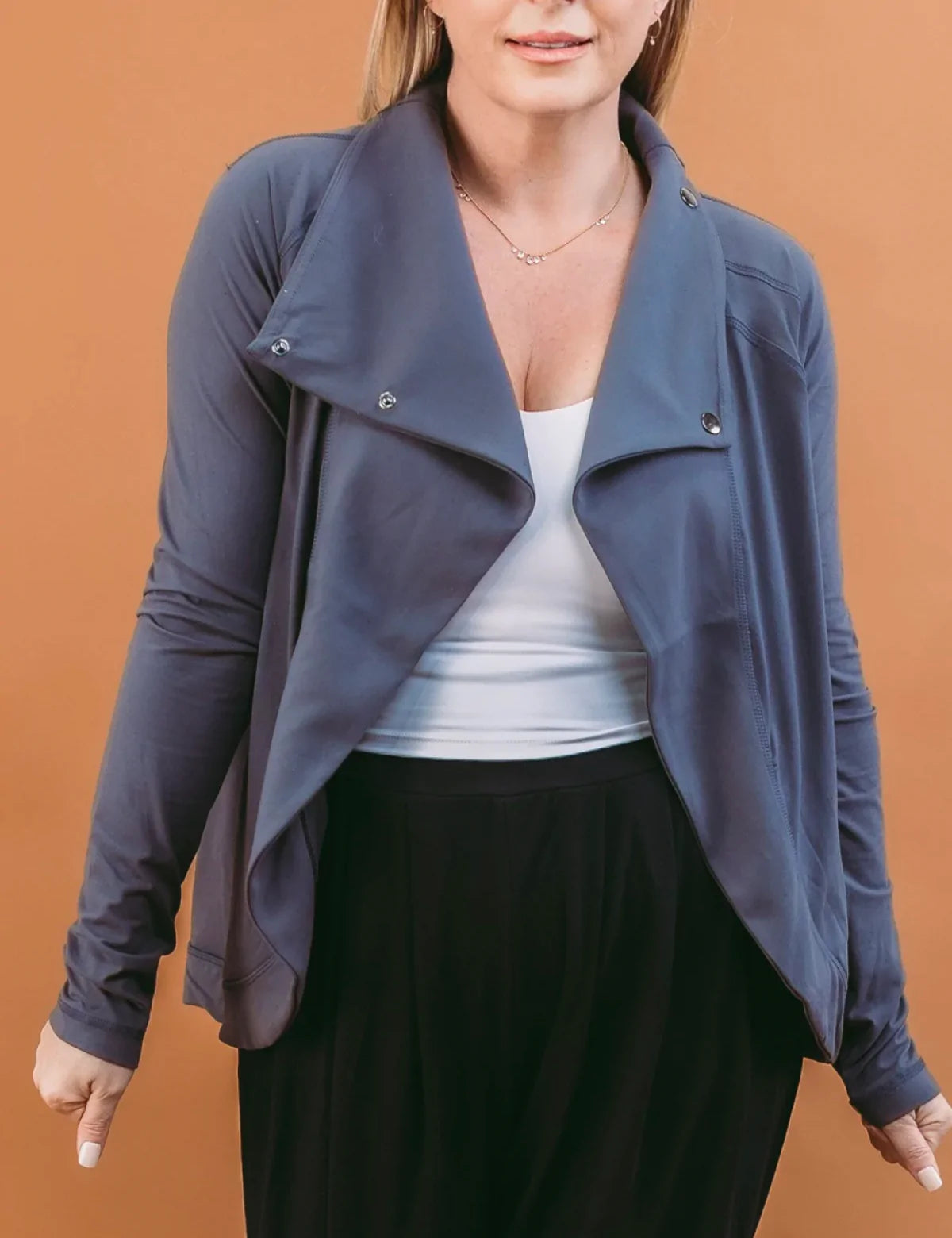 New Colors - Rae Mode Cowl Neck Asymmetric Jacket