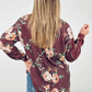 BiBi Floral Print Jacquard Knit Sweatshirt With Cut Edge