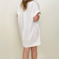 Zenana Gauze Short Sleeve Raw Edge V-Neck Dress