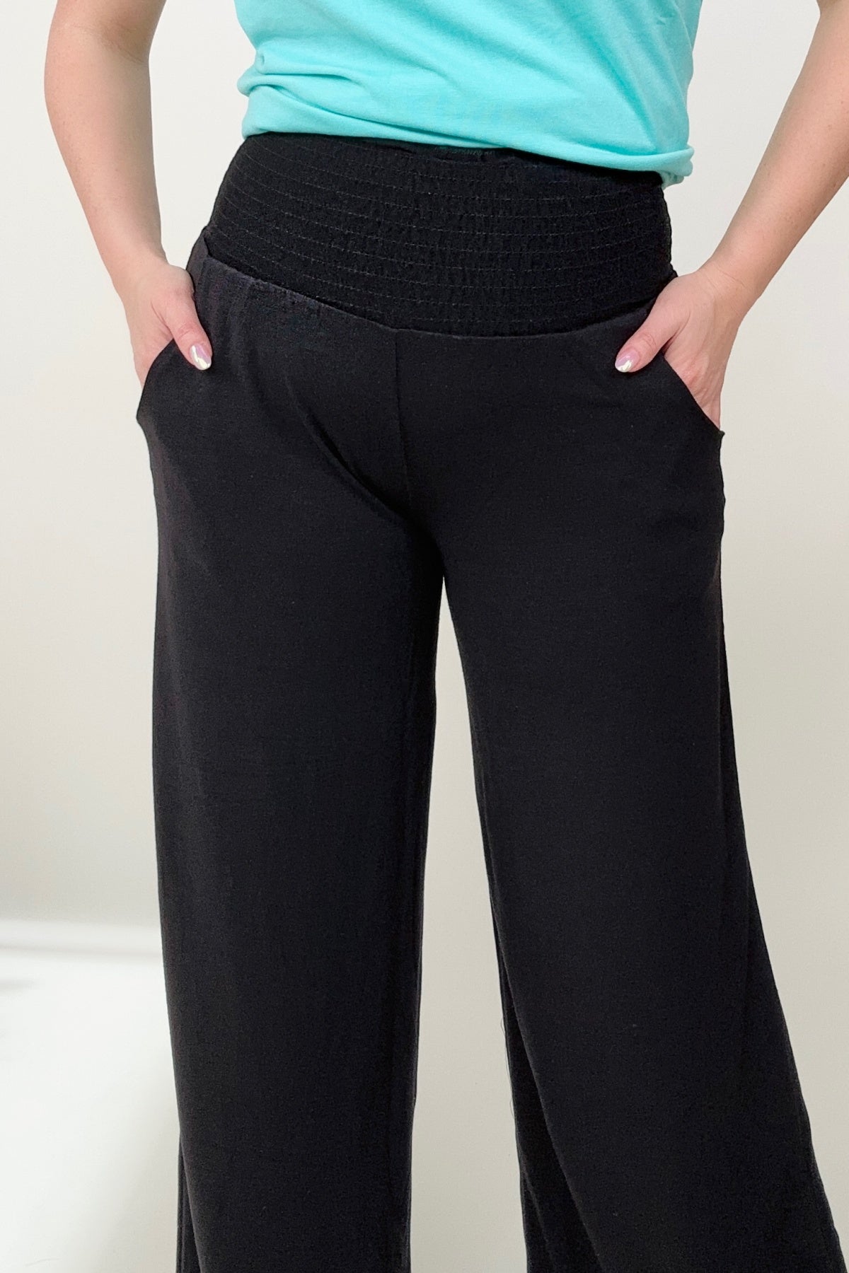 Zenana Smocked Waistband Wide Leg Pants