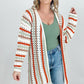 Cozy Co Multi-Color Striped Open Knit Fringe Cardigan