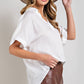 Ee:some V-Neck Short Sleeve Blouse Top