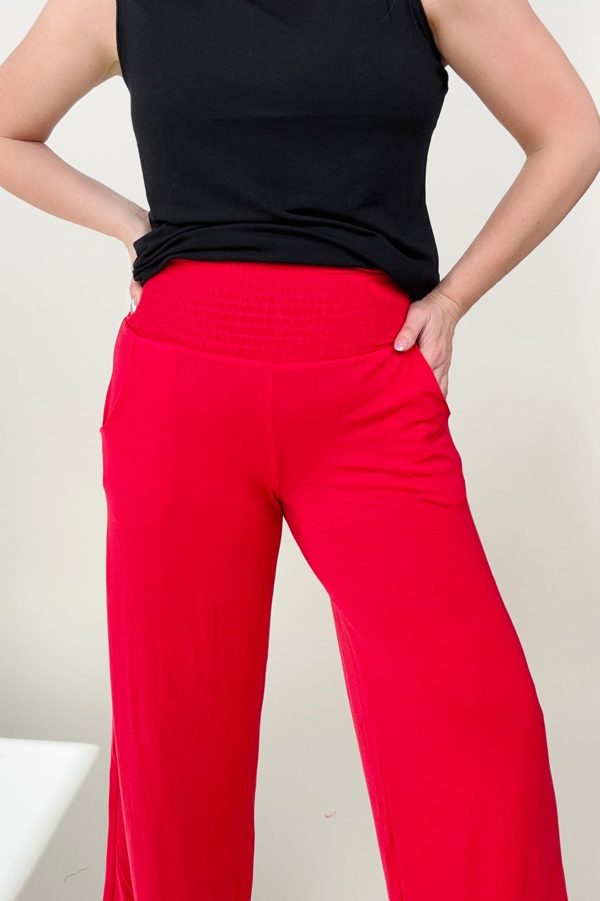 Zenana Smocked Waistband Wide Leg Pants