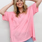 Zenana Oversized Front Pocket Raw Edge High-Low Hem Top