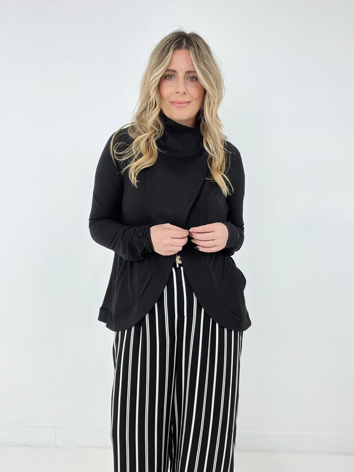 New Colors - Rae Mode Cowl Neck Asymmetric Jacket