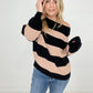 Round Neck Long Sleeve Colorblock Sweater