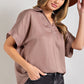 Ee:some V-Neck Short Sleeve Blouse Top