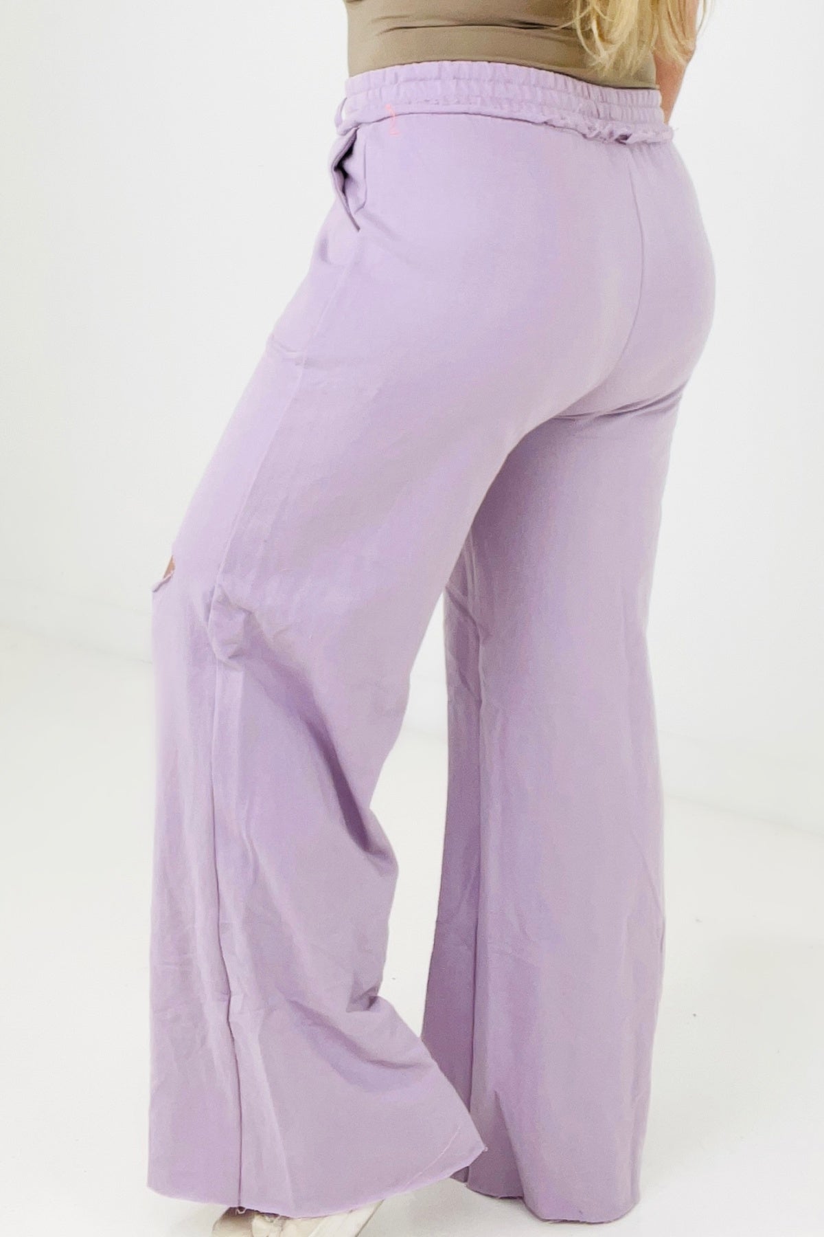 Zenana French Terry Laser Cut Pants With Pockets
