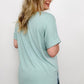 Zenana Cuffed Sleeve Side Slit High-Low Hem T-Shirt