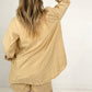 Zenana Striped Button Down Long Sleeve Shirt and Shorts Set