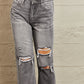 BAYEAS Mid Rise Distressed Cropped Dad Jeans
