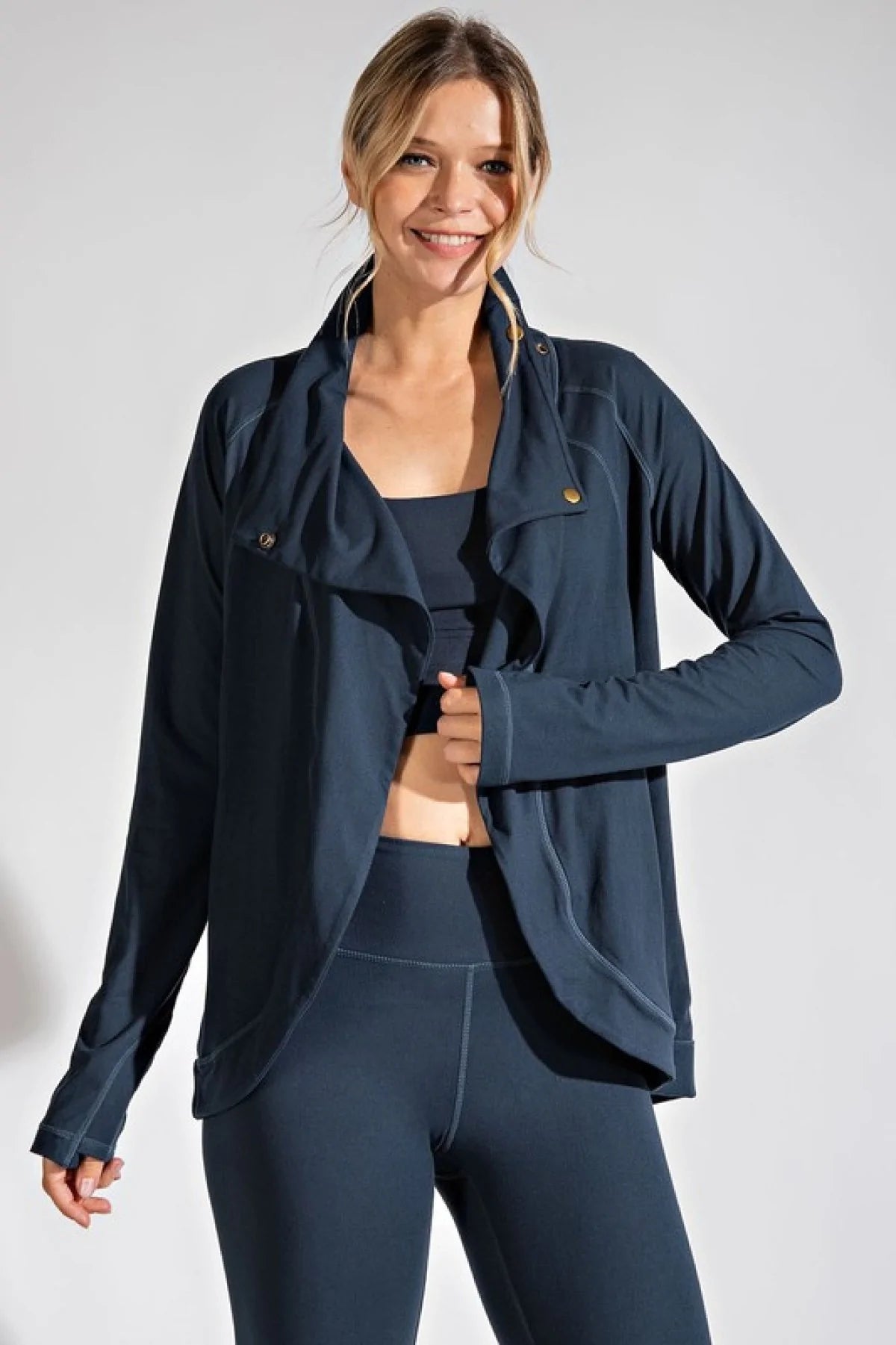 New Colors - Rae Mode Cowl Neck Asymmetric Jacket