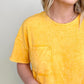 Zenana Washed Shirring Back Short Sleeve Top