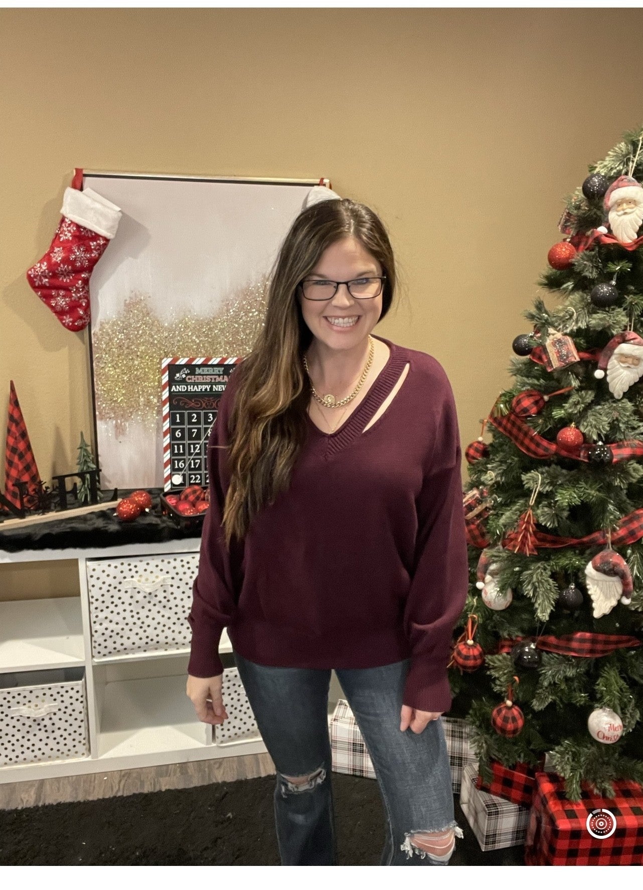 Cut Out V Neck Sweater