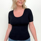 New Colors! - Fawnfit Basic Ribbed Fitted Tee with Built In Bra