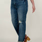 Judy Blue Mid-Rise Destroy & Single Cuff Dad Jean Straight Jeans