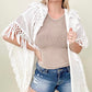 Davi & Dani Fringe Detail Knit Hooded Poncho Kimono