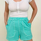 Zenana Contrast Stich Shorts with Pockets