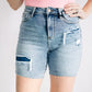 Judy blue mid length patch shorts