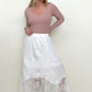 White Lace Asymmetrical Hem Maxi Skirt