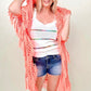 Davi & Dani Fringe Detail Knit Hooded Poncho Kimono
