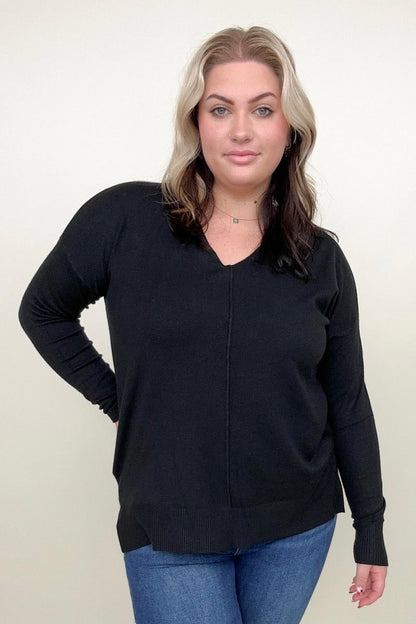 Zenana Front Seam Light Knit Sweater
