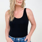 FawnFit Scoop Neck Ribbed Tank Bodysuit with Built In Bra