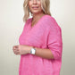 Davi & Dani Wide Neck Oversized Loose Knit Top